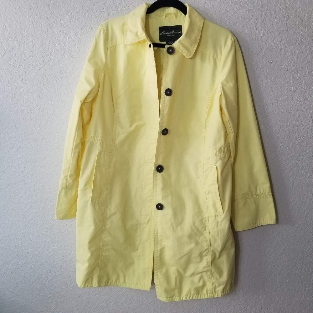 Eddie Bauer yellow trench coat Large